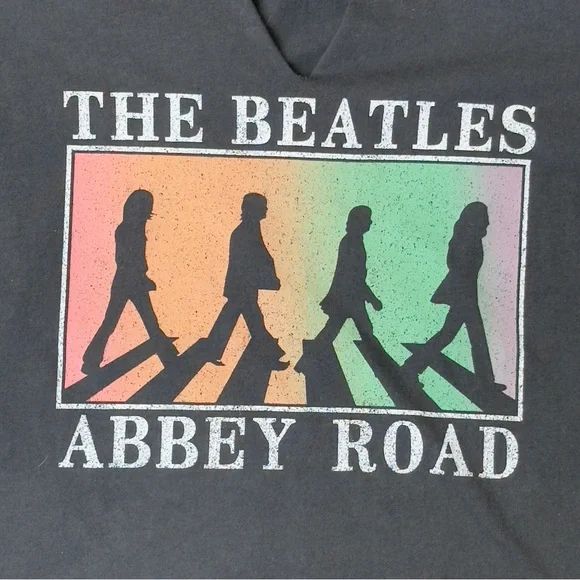 The Beatles Abbey Road Silhouette V-Neck Graphic Boho Rock Vibes T-shirt Large - Picture 4 of 6